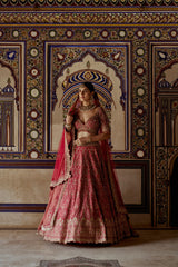 Red Mahira Lehenga