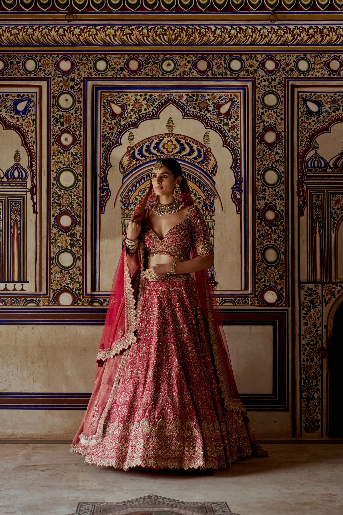 Red Mahira Lehenga