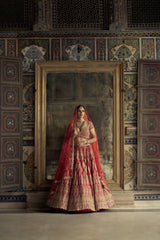 Red Noorani Lehenga