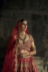 Red Noorani Lehenga