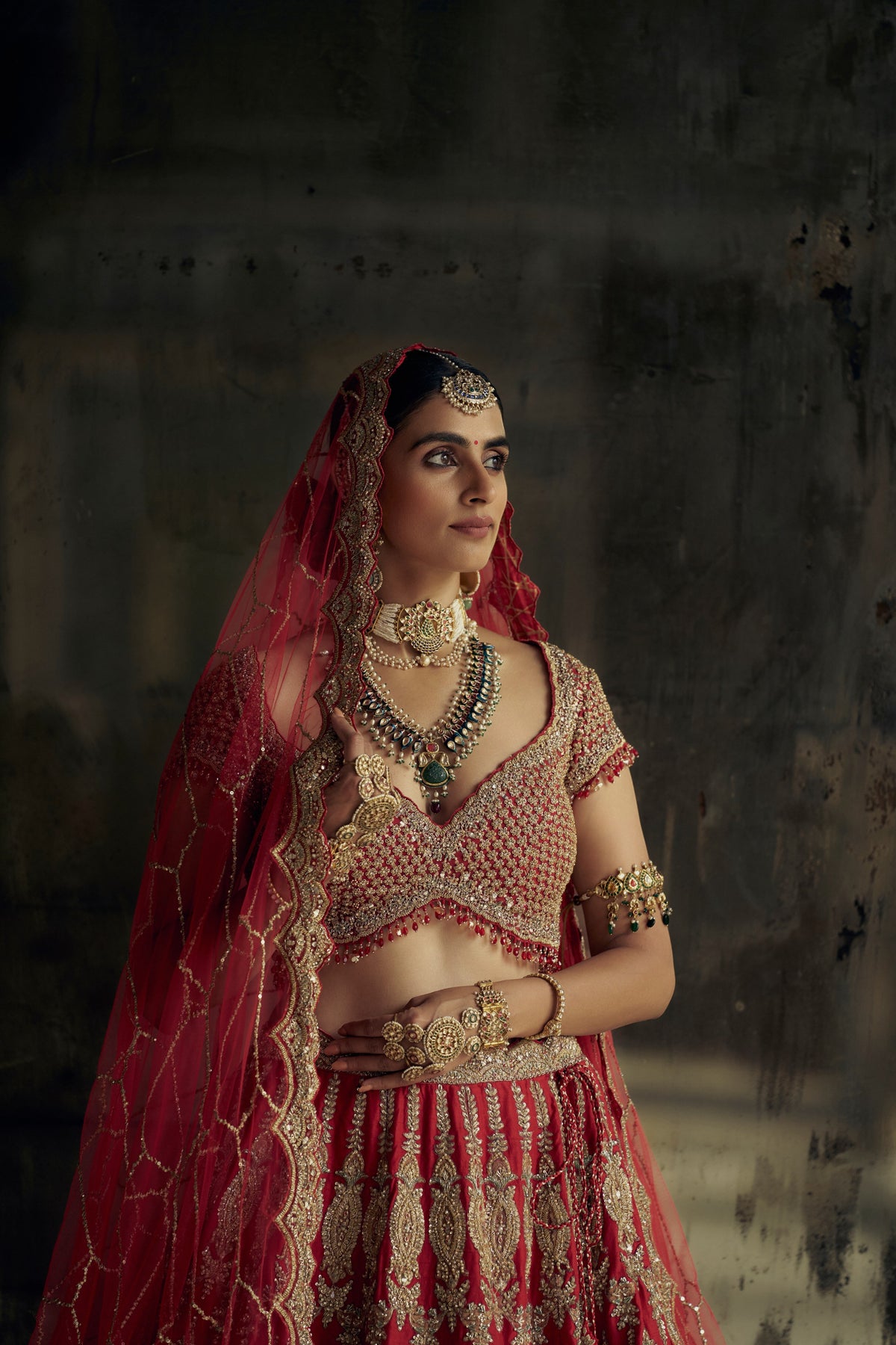 Red Noorani Lehenga