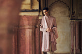 DUSTY ROSE PINK SHERWANI WITH KURTA CHURIDAR WITH OPTIONAL STOLE, BELT AND WORKED JUTI