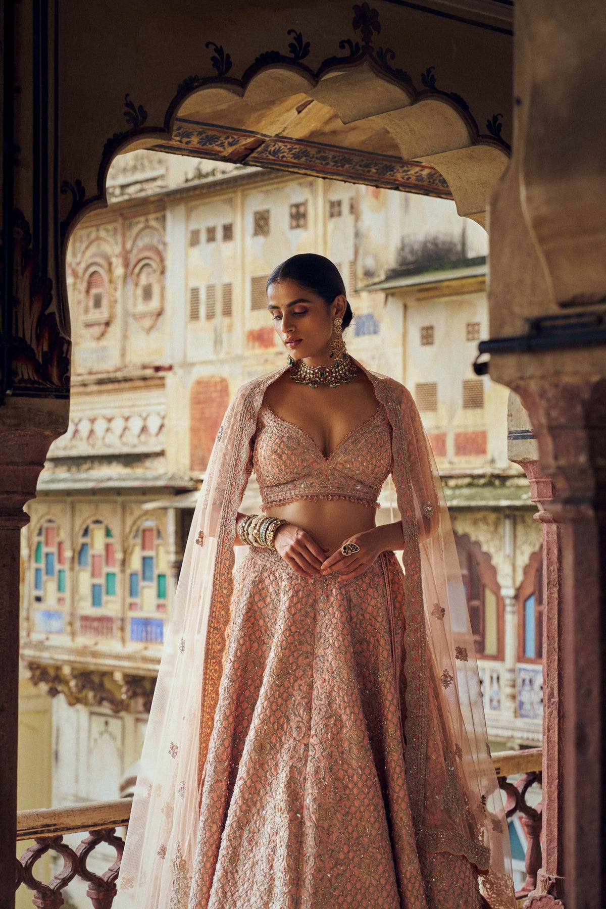 Peach Ruhani Lehenga