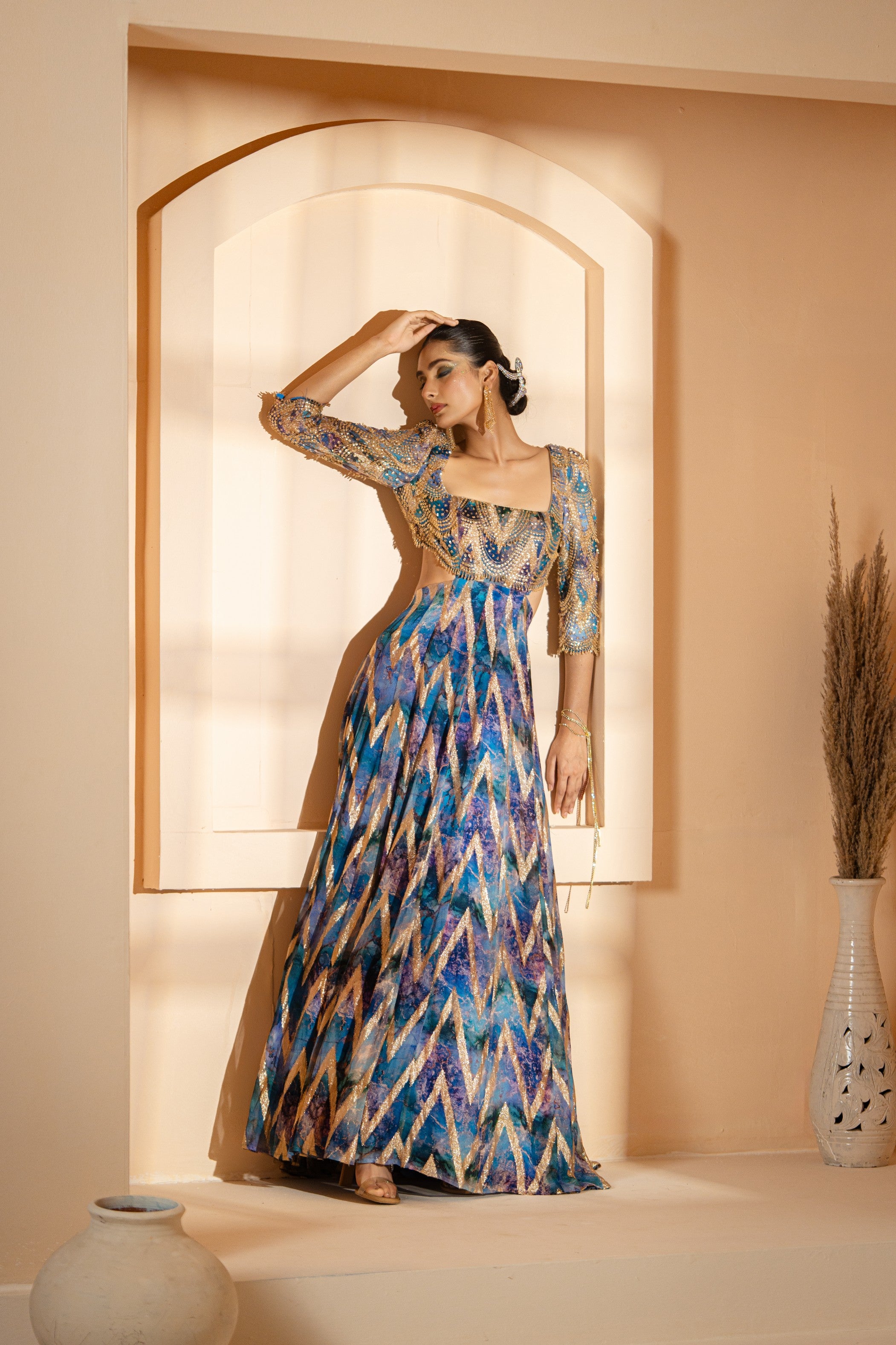 Cutout Back Style Anarkali Gown