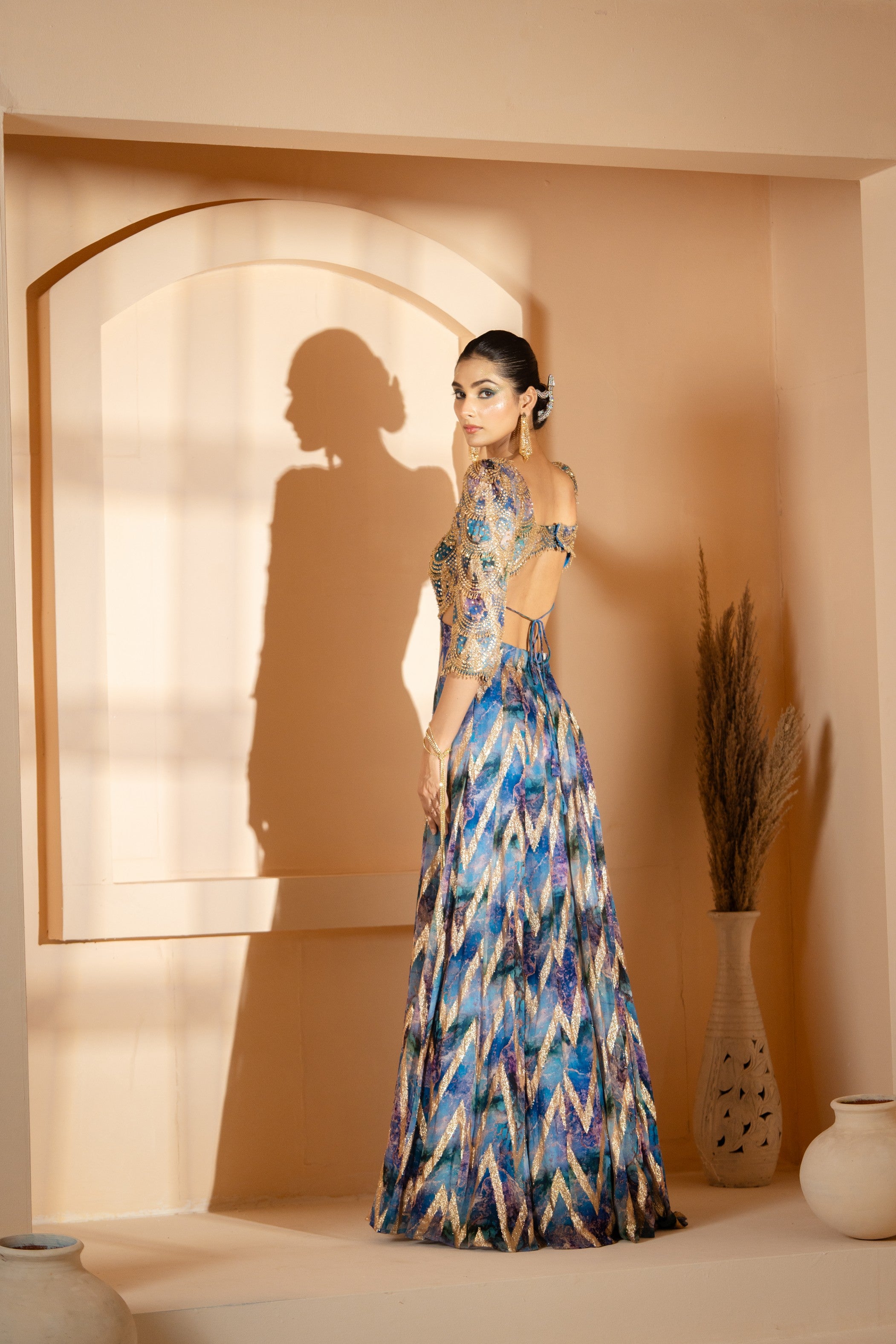 Cutout Back Style Anarkali Gown