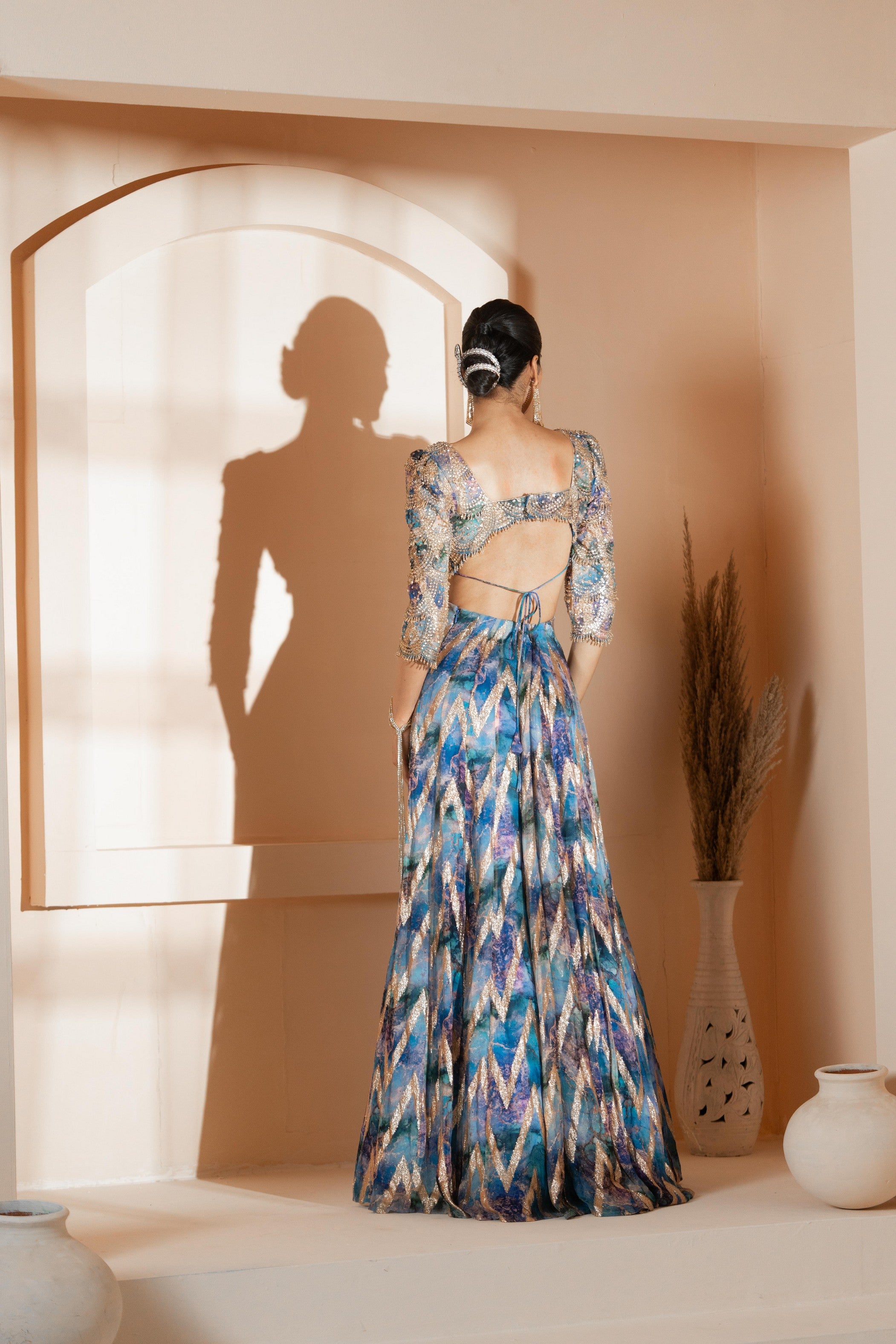 Morni: Signatre Layered Skirt with Blouse & Ruffle Dupatta