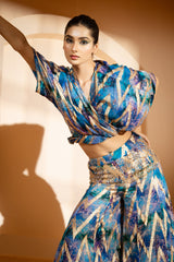 Wrap Style Blouse with Sharara Pants