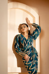 Abstract Ankle Drape Dress