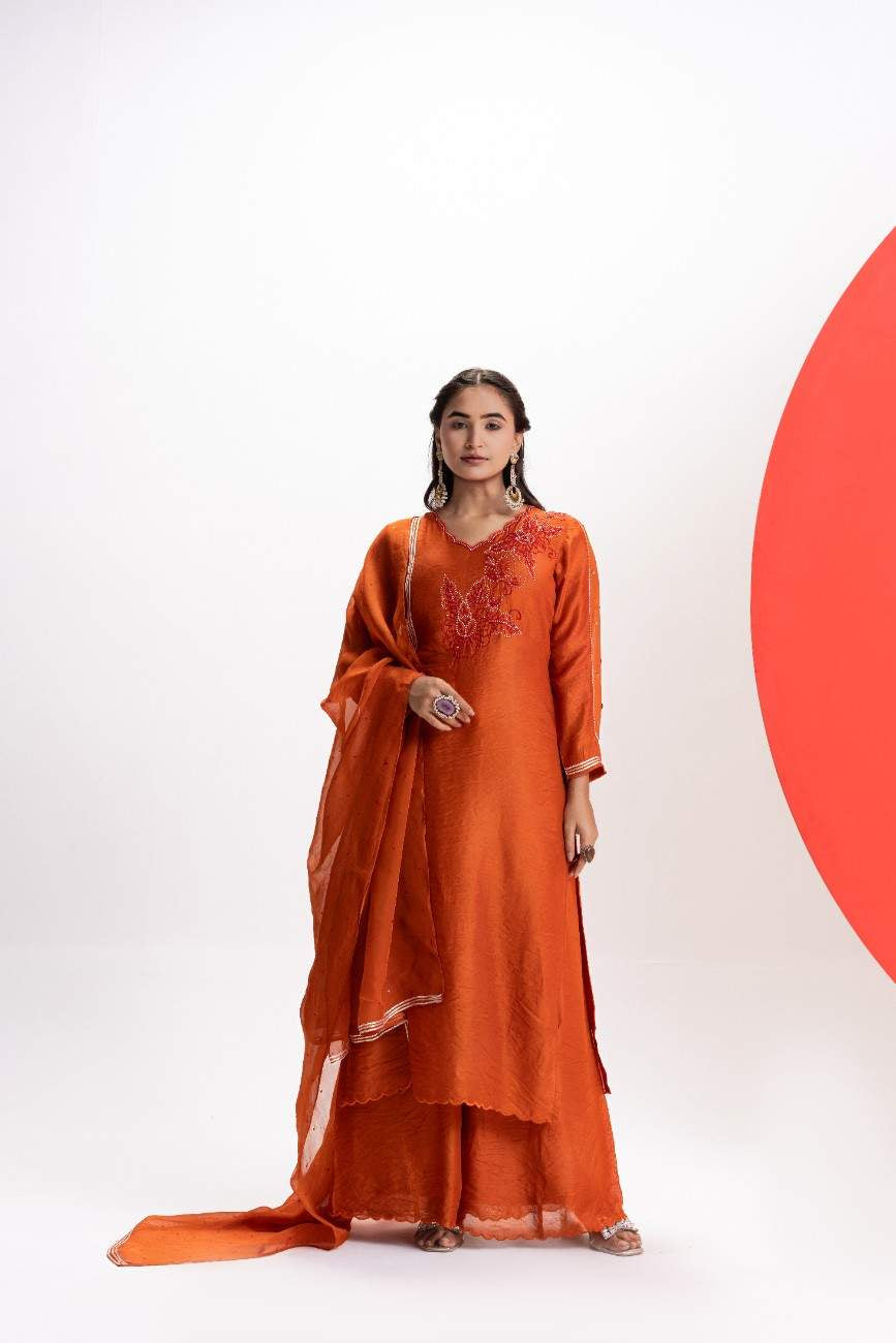 ORANGE STRAIGHT KURTA SET
