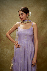 Lavender & gold sequin anarkali gown