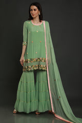 Cyan Kurta with garara and dupatta