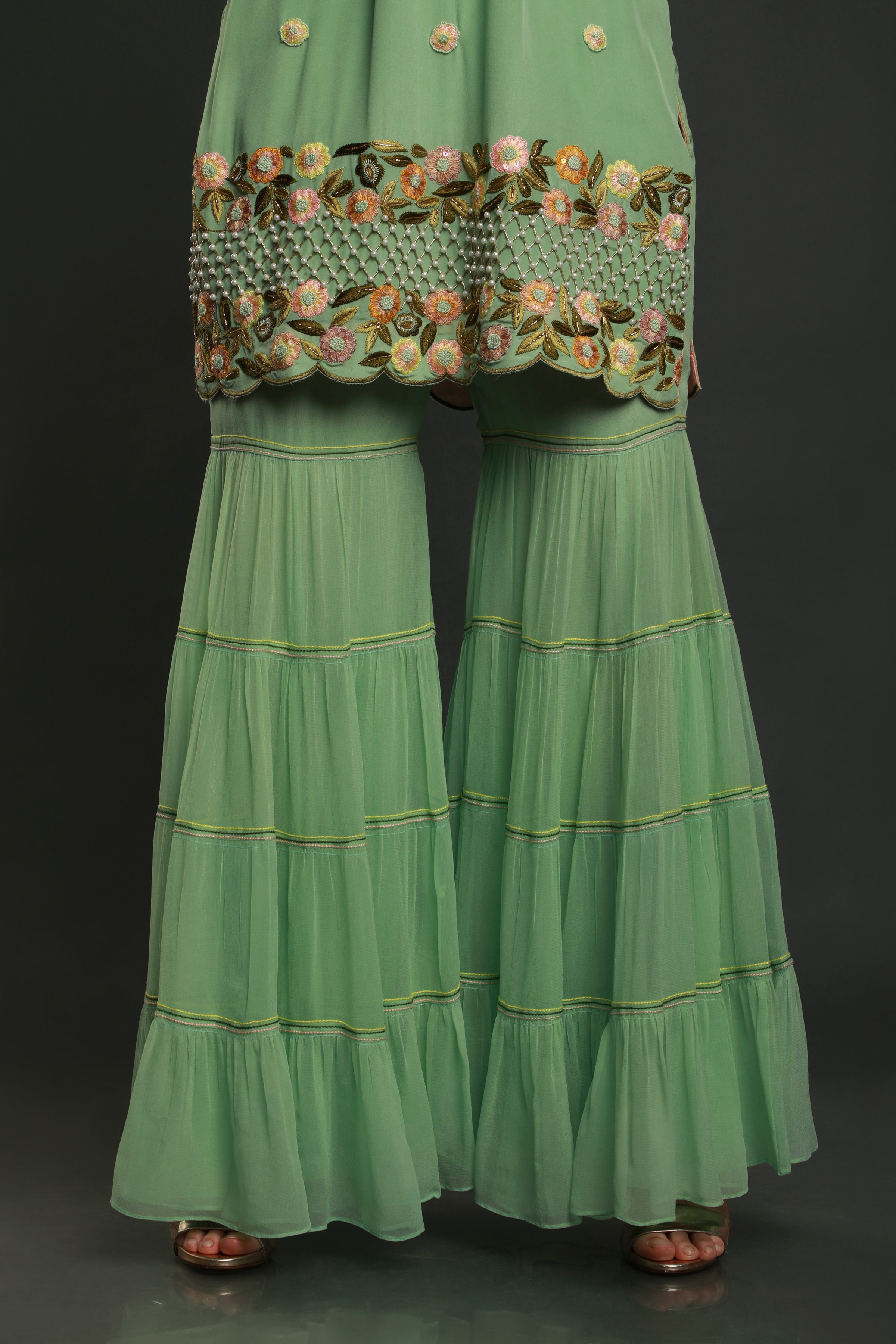 Cyan Kurta with garara and dupatta