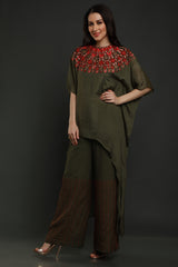 Dark Olive Kaftan with  pants