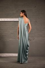 Ombre Sea Green Blouse With Drape Saree