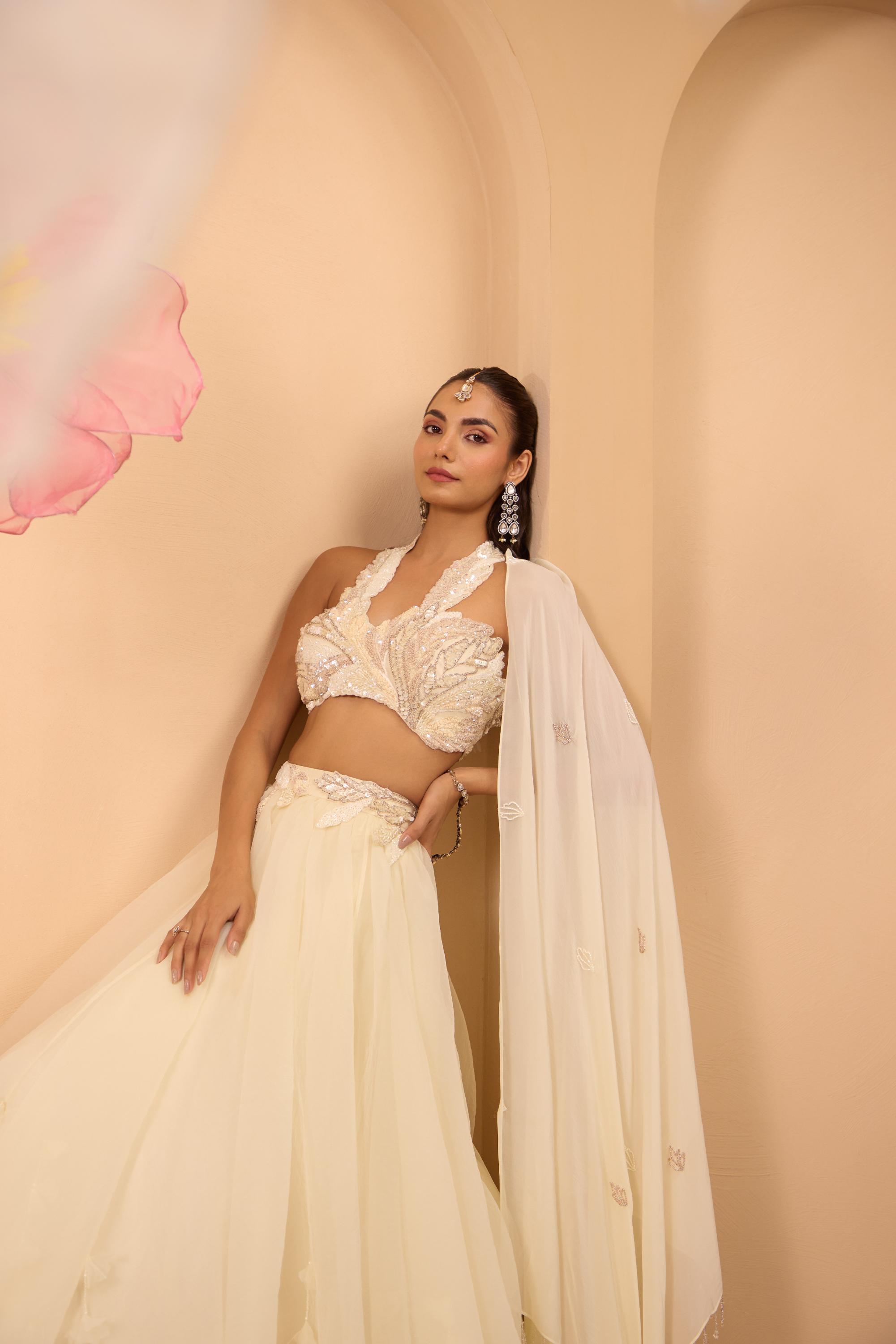 Hand Embroidred with Lehenga & Dupatta