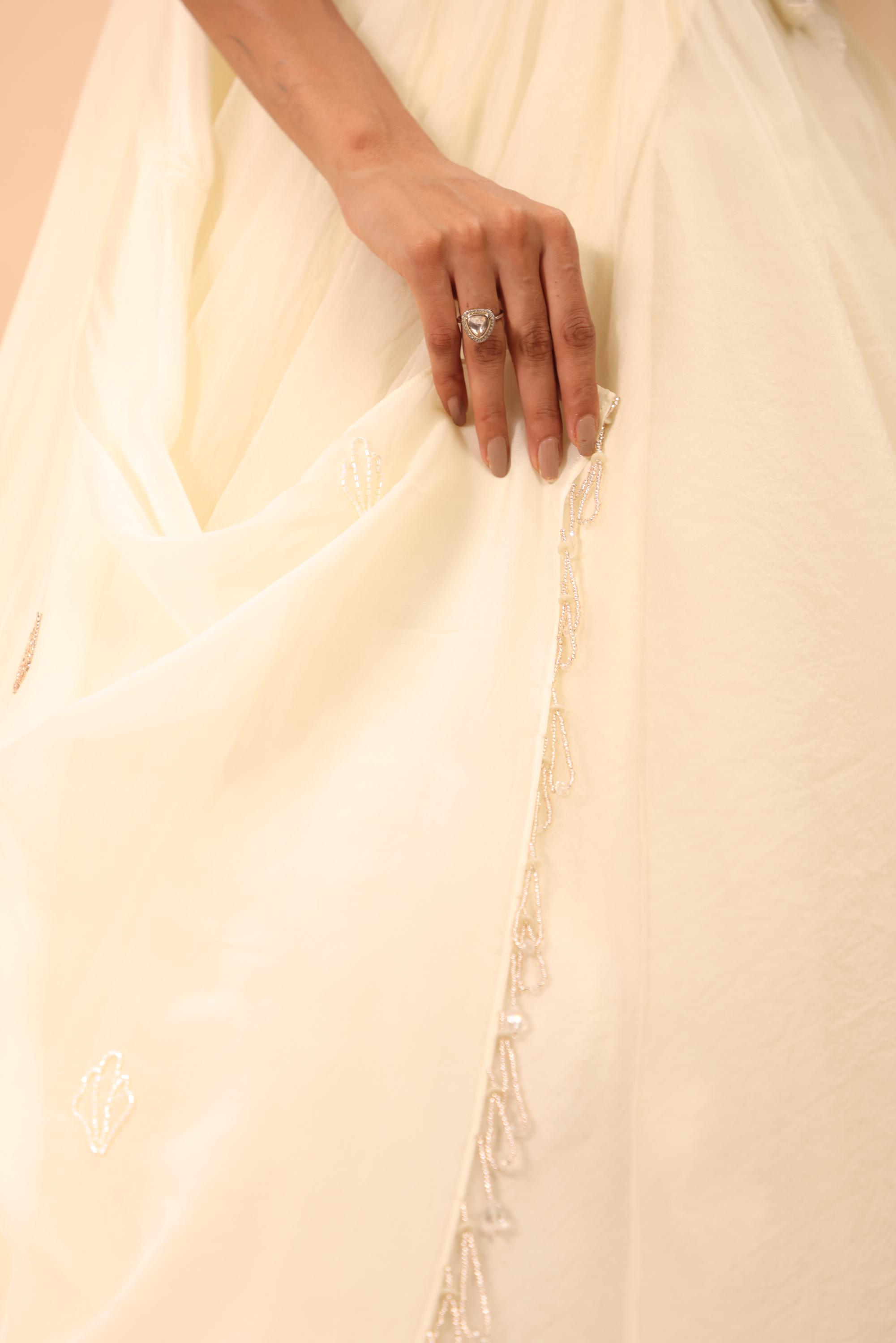 Hand Embroidered Blouse with Lehenga and Dupatta
