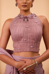 Purple Drape Saree with Hand Crafted Blouse