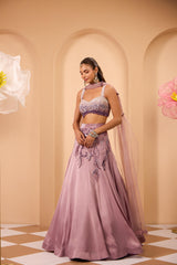 Shaded Hand Embroidered Blouse with Lehenga & Dupatta