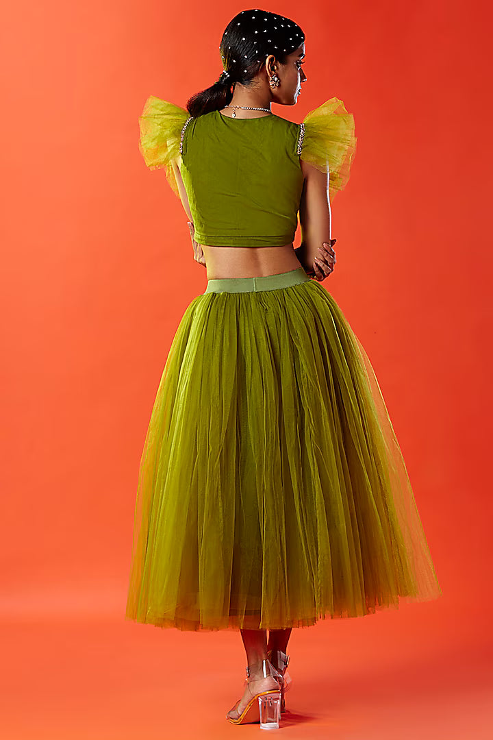 White Tulle Hand Embroidered Sharara Pants