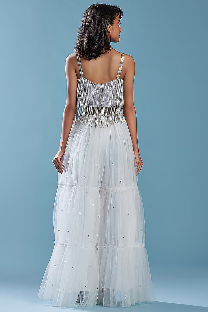 Crystal Tulle Tiered Sharara Set