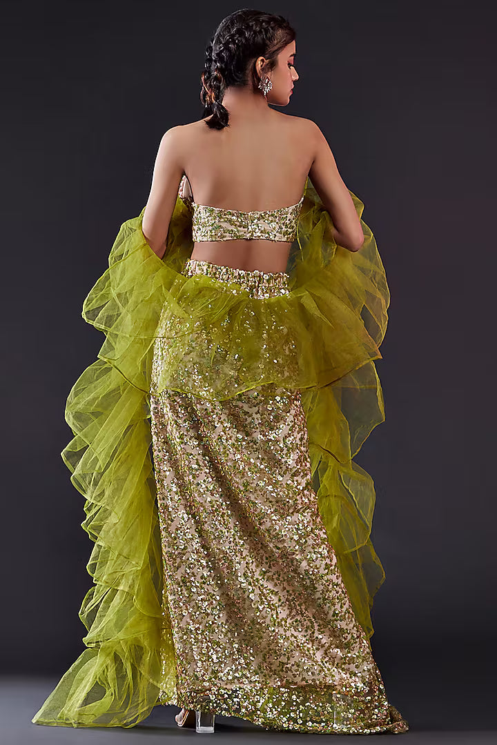 Olive Mesh & Tulle Skirt Set