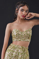 Blue Mesh & Tulle Embellished Sharara Set