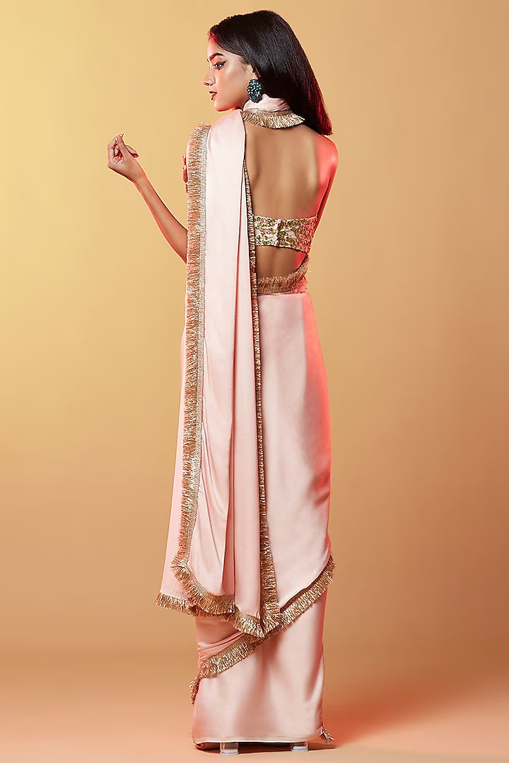 Blush Pink Gajji Silk Saree