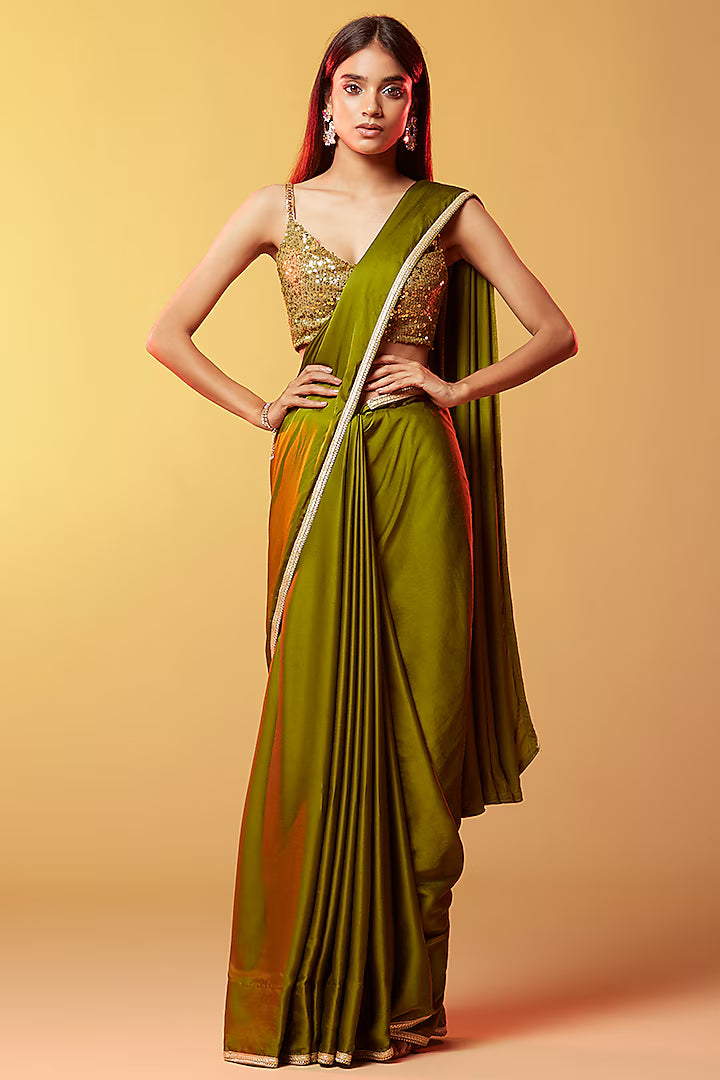 Olive Gajji Silk Saree