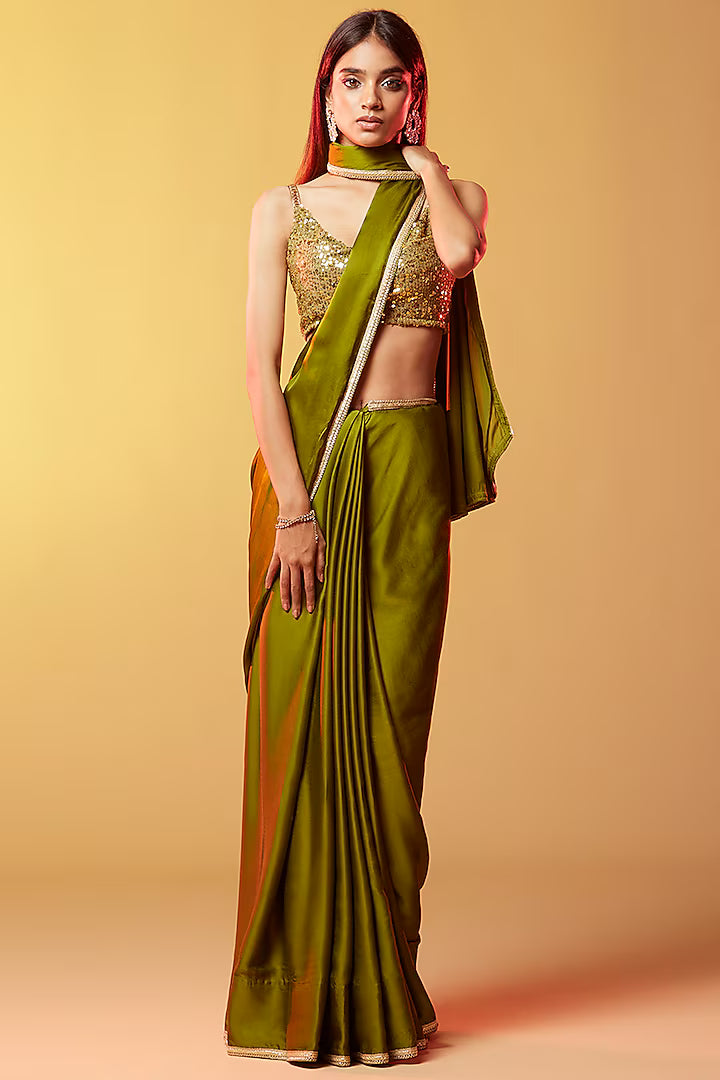 Olive Gajji Silk Saree