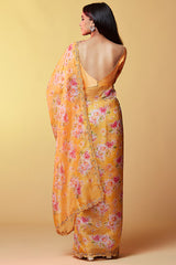 Dark Olive Gajji Silk Embellished Ruffled Saree