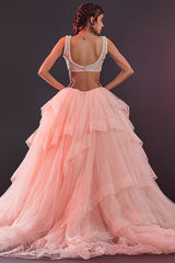 Blush Pink Tulle Lehenga