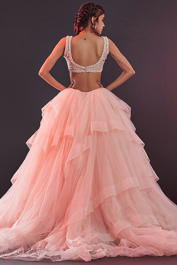 Blush Pink Tulle Lehenga