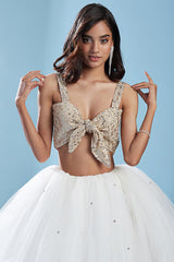 Gold Polyester Mesh Embellished Bralette