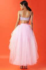 Lilac Tulle Sequins Embellished Lehenga Set