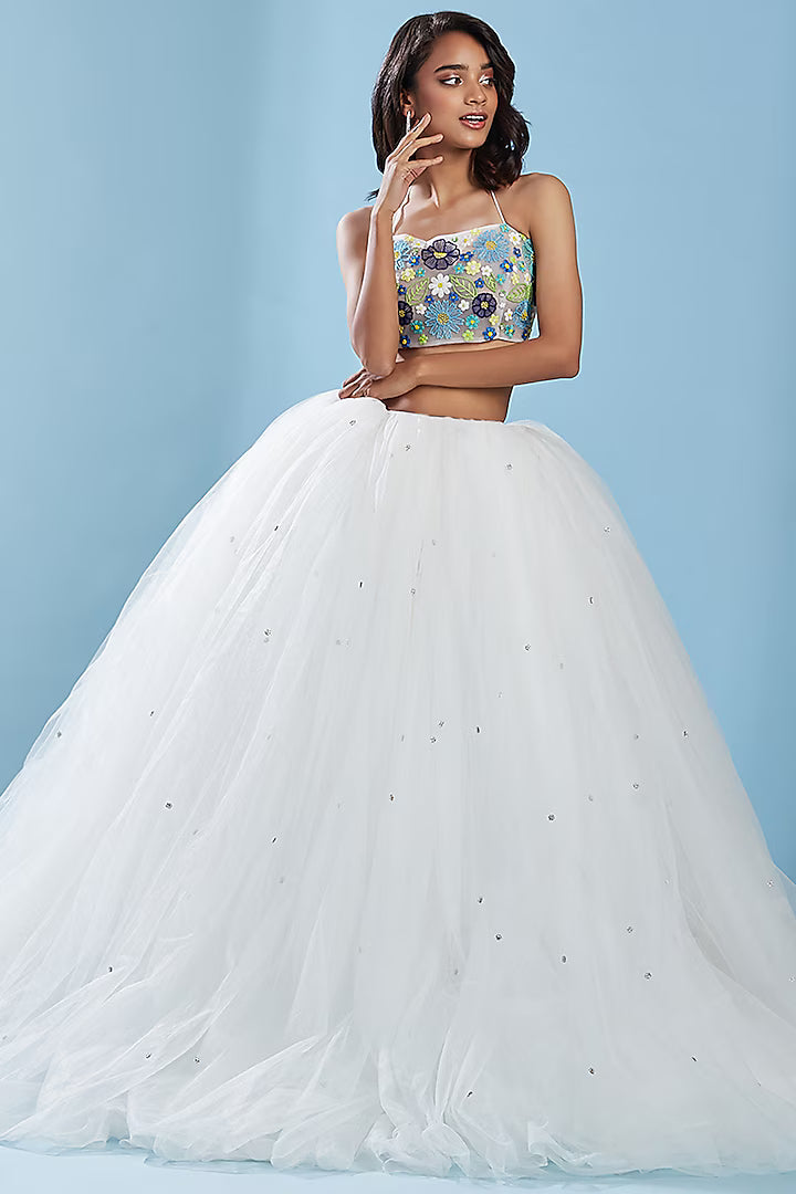 Crystal Tulle Lehenga Set