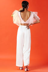 Blush Polyester Mesh Crop Top