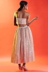 Gold Tulle Sequins Embellished Lehenga Set
