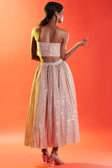 Gold Polyester Mesh Embellished Corset Top