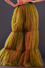White Recycled Polyester Tiered Lehenga Set3