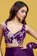 Purple Recycled Polyester Foil Printed Blouse