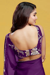 Purple Recycled Polyester Foil Printed Blouse