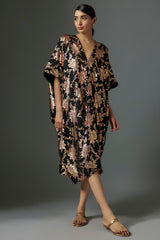 Black Recycled Polyester Foil Printed Kaftan