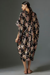 Black Recycled Polyester Foil Printed Kaftan