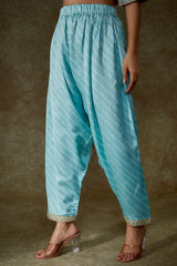 Blue Satin Georgette Dhoti Set