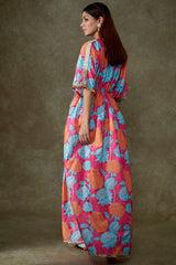 Pink Muslin Printed Kaftan