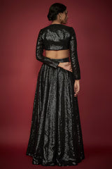 Black Sequins Lehenga Set