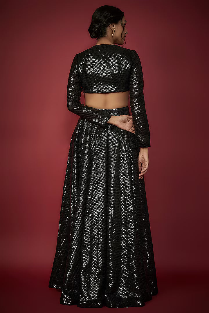 Black Sequins Lehenga Set