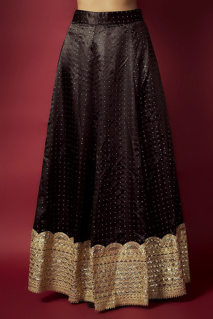 Black Recycled Polyester Printed Lehenga Set