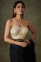 Black Satin Georgette Saree Set