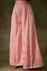 Peach Satin Georgette Printed Palazzo Pant Set